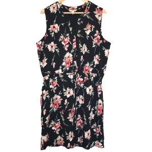 CATHERINE Malandrino sleeveless floral drawstring waist dress size XL